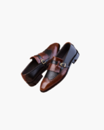 Handmade Brown Leather Monk Strap Shoes – Genuine Leather Sole | Sizes 7-14