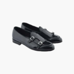 Handmade Black Leather Monk Strap Shoes for Men – Genuine Calf Leather | Sizes 7-14
