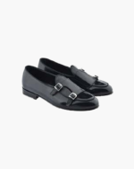 Handmade Black Leather Monk Strap Shoes for Men – Genuine Calf Leather | Sizes 7-14