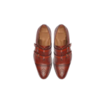 Handmade Brown Genuine Leather Monk Strap Shoes for Men | Premium Leather Slip-On Dress Shoes