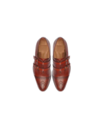 Handmade Brown Genuine Leather Monk Strap Shoes for Men | Premium Leather Slip-On Dress Shoes