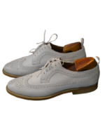 Handcrafted White Leather Wing Tip Brogue Oxford Shoes | Elegant Men's Lace-Up Dress Footwear - Image 2