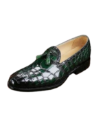 Elegant Green Leather Loafers – Handmade Shoes for Men (Sizes 7-14) - Image 2