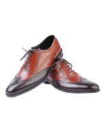 Handcrafted Black & Burgundy Leather Wing Tip Brogue Oxford Shoes | Elegant Men's Two-Tone Lace-Up Dress Footwear - Image 2