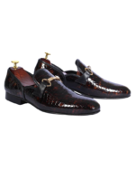 Handmade Brown Color Genuine Alligator Textured Leather Horse Bit Loafers Slip-On Dress Shoes - Image 4