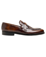Handmade Brown Leather Loafers for Men – Genuine Calf Leather Slip-On Shoes | Sizes 7-14 - Image 3