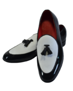 Handmade Black & White Leather Loafers for Men - Genuine Calf Leather | Sizes 7-14 - Image 6