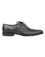 Handcrafted Black Leather Wing Tip Brogue Oxford Shoes | Elegant Men's Lace-Up Dress Footwear - Image 5