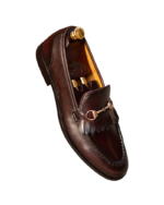 Elegant Dark Tan Leather Loafers – Handmade Shoes for Men (Sizes 7-14) - Image 3