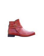 Handmade Burgundy Color Genuine Leather Stylish Rounded Strap Jodhpurs Dress Boots - Image 3