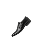 Handmade Black Color Genuine Leather Classic Double Buckle Strap Brogue Toe Drerss Shoes - Image 5