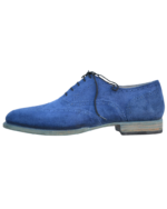 Handcrafted Blue Suede Wing Tip Brogue Oxford Shoes | Elegant Men's Lace-Up Dress Footwear - Image 3