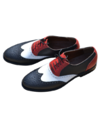 Handcrafted White & Red Leather Wing Tip Brogue Oxford Shoes | Elegant Men's Two-Tone Lace-Up Dress Footwear - Image 7