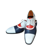 Handcrafted Triple Tone Leather Oxford Shoes | Elegant Hand-Painted Men's Lace-Up Dress Footwear - Image 4