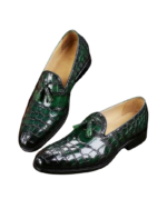 Elegant Green Leather Loafers – Handmade Shoes for Men (Sizes 7-14) - Image 3