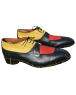Handmade Triple Tone Genuine Leather Lace-Up Hand-Painted Split Toe Oxford Dress Shoes - Image 6