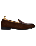 Handmade Brown Leather & Suede Loafers for Men | Premium Slip-On Shoes with Leather Sole - Image 5