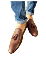 Handmade Brown Leather Loafers for Men – Premium Calf Leather Slip-On Shoes | Size 7-14 - Image 5