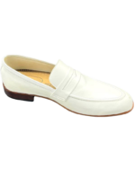 Handmade White Color Genuine Leather Apron Toe Loafers Dress Shoes - Image 5