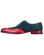 Handcrafted Burgundy & Black Leather & Suede Wing Tip Oxford Shoes | Elegant Men's Two-Tone Lace-Up Dress Footwear - Image 2