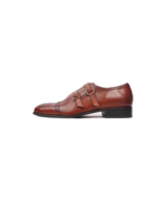 Handmade Brown Genuine Leather Monk Strap Shoes for Men | Premium Leather Slip-On Dress Shoes - Image 3