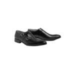 Handmade Black Color Genuine Leather Classic Double Buckle Strap Brogue Toe Drerss Shoes