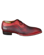 Handcrafted Burgundy & Red Leather Oxford Dress Shoes | Elegant Men's Two-Tone Lace-Up Footwear - Image 3