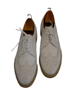 Handcrafted White Leather Wing Tip Brogue Oxford Shoes | Elegant Men's Lace-Up Dress Footwear - Image 4