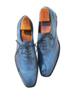 Handcrafted Zinc Leather Wing Tip Oxford Shoes | Elegant Hand-Painted Men's Lace-Up Dress Footwear - Image 5