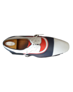 Handcrafted Triple Tone Leather Oxford Shoes | Elegant Hand-Painted Men's Lace-Up Dress Footwear - Image 5
