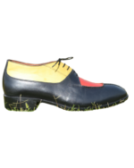 Handmade Triple Tone Genuine Leather Lace-Up Hand-Painted Split Toe Oxford Dress Shoes - Image 5