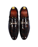 Handmade Brown Color Genuine Alligator Textured Leather Horse Bit Loafers Slip-On Dress Shoes - Image 6