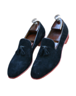 Premium Handmade Black Leather Loafers for Men | Genuine Calf Suede, Leather Sole, Size 7-14 - Image 2