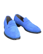 Handmade Blue Genuine Calf Leather Loafers – Premium Leather Slip-On Shoes for Men - Image 6