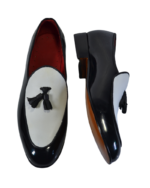 Handmade Black & White Leather Loafers for Men - Genuine Calf Leather | Sizes 7-14 - Image 3