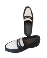 Handcrafted White & Black Leather Loafers – Genuine Calf Leather | Sizes 7-14 - Image 6