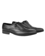Handcrafted Black Leather Wing Tip Brogue Oxford Shoes | Elegant Men's Lace-Up Dress Footwear - Image 3