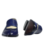 Handmade Blue & White Genuine Calf Leather Loafers – Stylish Split Toe Slip-On Dress Shoes for Men - Image 2