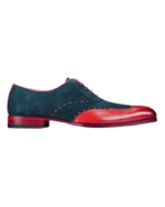 Handcrafted Burgundy & Black Leather & Suede Wing Tip Oxford Shoes | Elegant Men's Two-Tone Lace-Up Dress Footwear - Image 4
