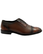 Handcrafted Chocolate Brown Alligator Textured Leather Cap Toe Oxford Shoes | Elegant Men's Lace-Up Dress Footwear - Image 4