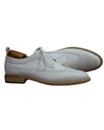 Handcrafted White Leather Wing Tip Brogue Oxford Shoes | Elegant Men's Lace-Up Dress Footwear - Image 5
