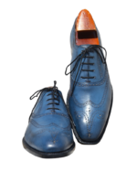 Handcrafted Zinc Leather Wing Tip Oxford Shoes | Elegant Hand-Painted Men's Lace-Up Dress Footwear - Image 6