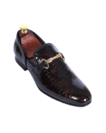 Handmade Brown Color Genuine Alligator Textured Leather Horse Bit Loafers Slip-On Dress Shoes - Image 2