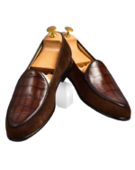 Handmade Brown Leather & Suede Loafers for Men | Premium Slip-On Shoes with Leather Sole - Image 7