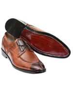Handcrafted Tan Leather Split Toe Oxford Shoes | Elegant Men's Lace-Up Dress Footwear - Image 5