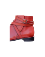 Handmade Burgundy Color Genuine Leather Stylish Rounded Strap Jodhpurs Dress Boots - Image 6