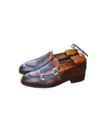 Handmade Brown Genuine Leather Monk Strap Shoes – Premium Leather, Stylish & Comfortable for Men - Image 3