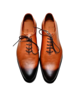 Handcrafted Tan Leather Whole Cut Hand-Painted Oxford Shoes | Elegant Men's Lace-Up Dress Footwear - Image 5