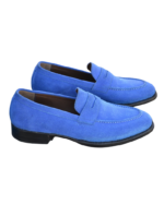 Handmade Blue Genuine Calf Leather Loafers – Premium Leather Slip-On Shoes for Men - Image 8