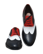 Handcrafted White & Red Leather Wing Tip Brogue Oxford Shoes | Elegant Men's Two-Tone Lace-Up Dress Footwear - Image 4